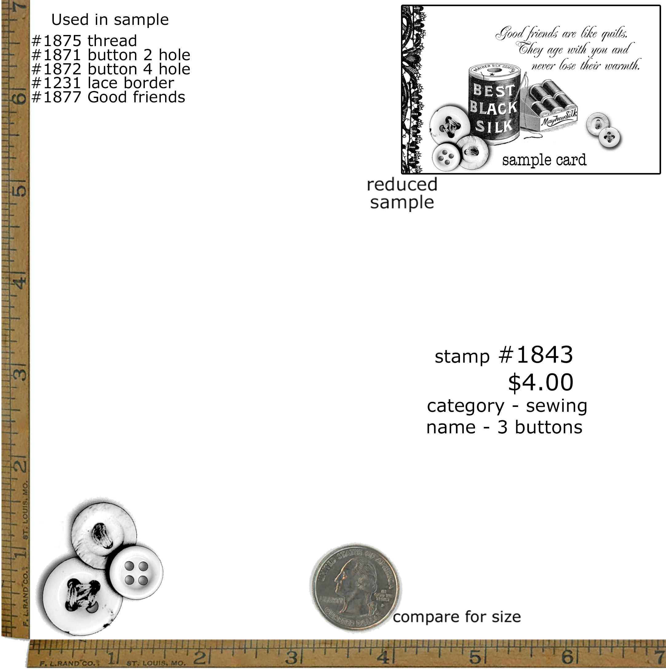 #1843 - 3 Buttons - Sewing